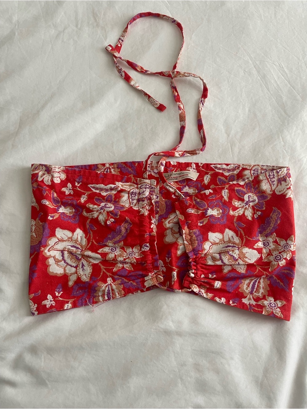 Free People Red Floral halter crop top